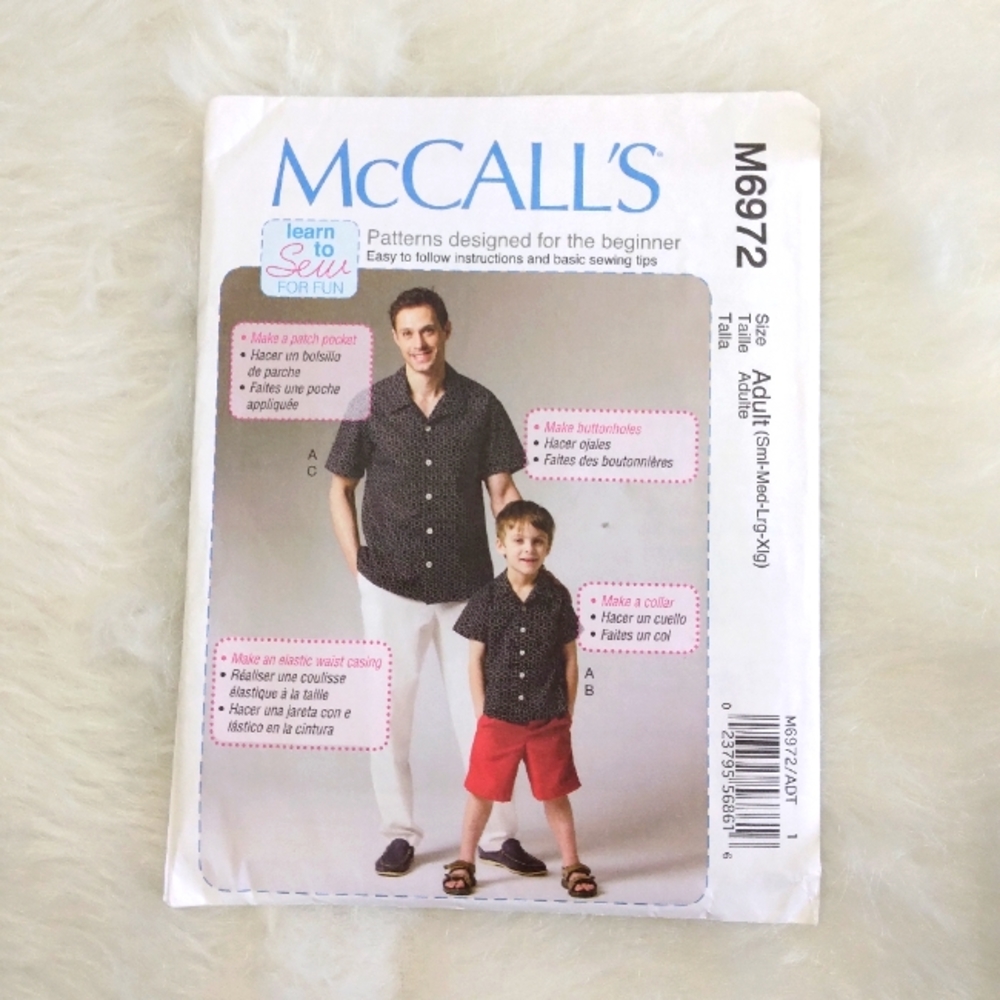 McCall's M6972 Men's Shirt & Straight leg Pants/Shorts  S-XL